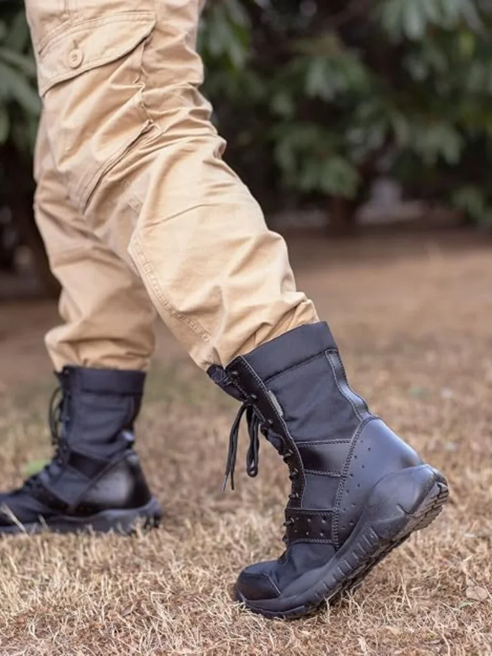 Men's Black Microfiber Tactical Military Combat Boots